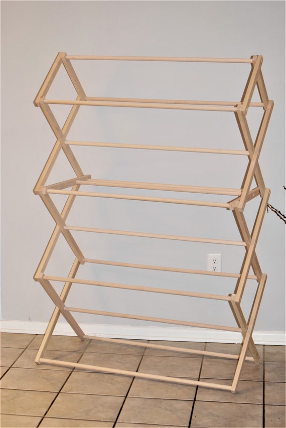 Large Clothes Drying Rack  Amish 52 inch tall indoor folding rack