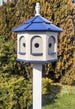 LARGE Poly Gazebo Birdhouse | 8 rooms | Amish Handmade | Made in USA | Gray & Blue (darker inner wall) 