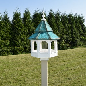 Copper roof Bird Feeder Amish handmade handcrafted copper top Large 21" tall Copper roof Bird Feeder Amish handmade handcrafted copper top Large 21" tall