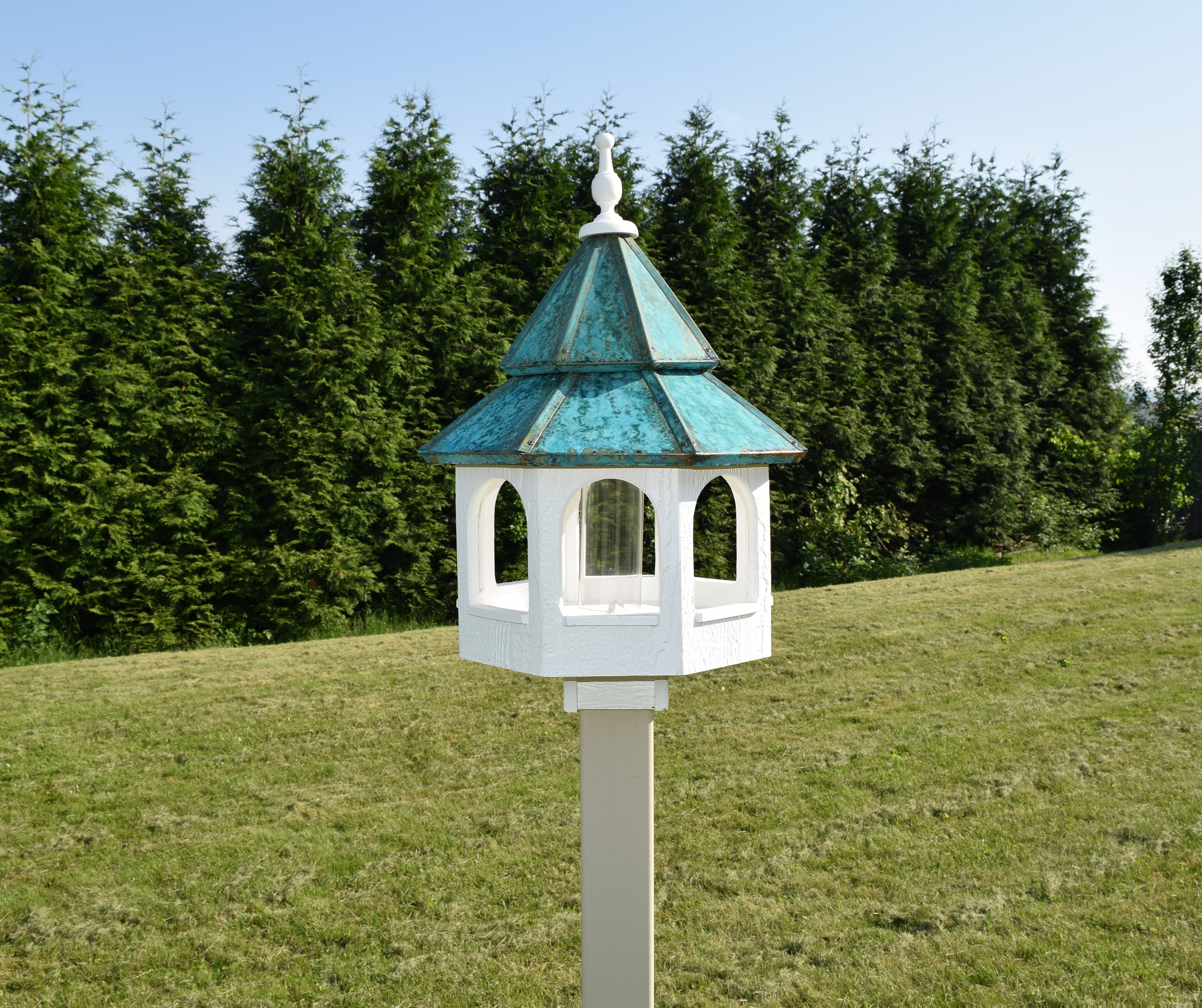 Patina Copper Roof Bird Feeder Amish Handmade Handcrafted Etsy