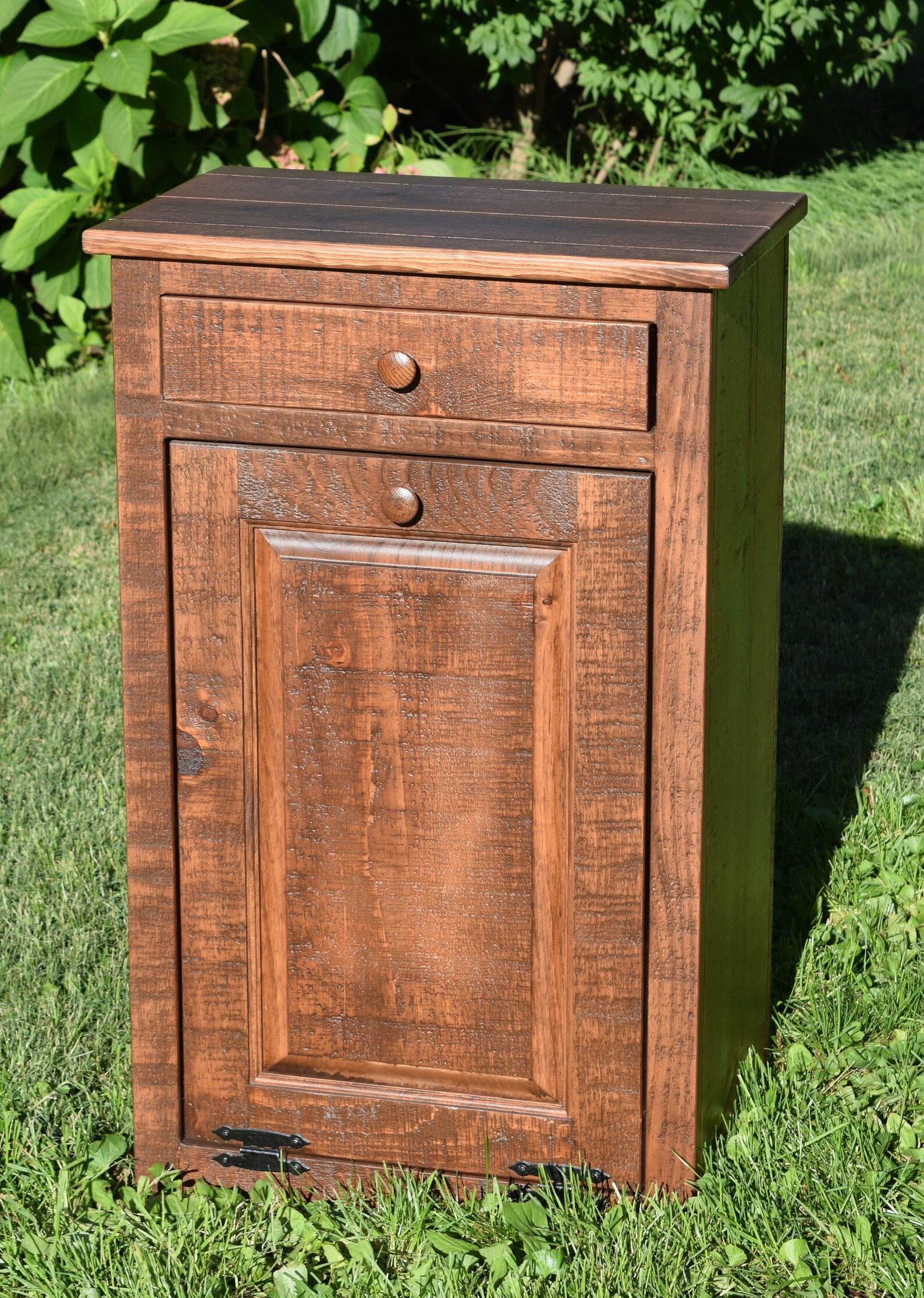 Trash Can Rustic Special Walnut Made in USA Amish Etsy