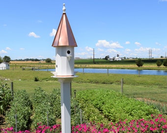 Castle Birdhouse | Vinyl & Copper roof birdhouse | birdhouse | Amish handmade | Made in USA