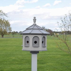 LARGE birdhouse Poly Gazebo Birdhouse | 8 rooms | Amish Handmade | Made in USA | Gray & Gray