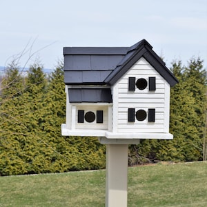 Purple Martin | Martin birdhouse | Cottage Birdhouse | Reclaimed Wood | Amish Handmade | Made in USA | White & Black