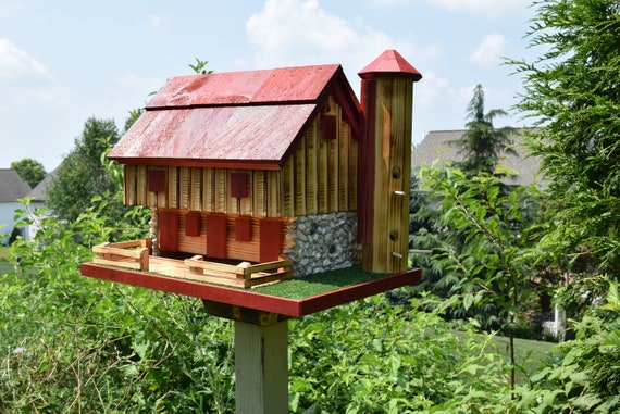 Log Cabin Amish Barn Bird Feeder Extra Large Handcrafted Etsy