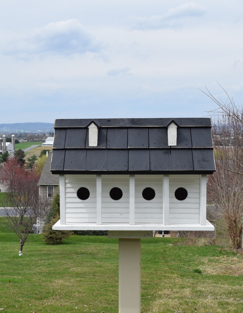 Amish Handmade Purple Martin Birdhouse | Reclaimed Wood | Rustic WHITE AND BLACK