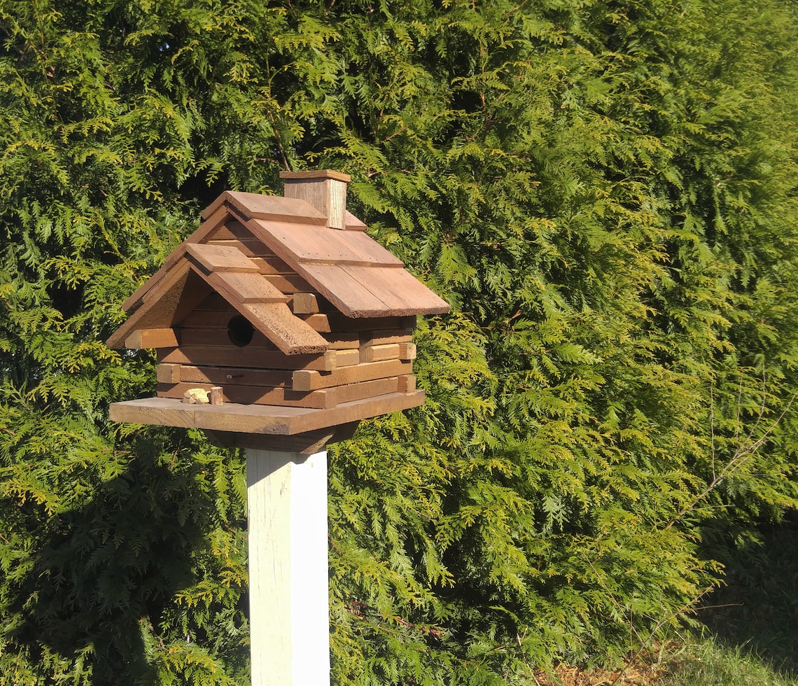 Small Bird House Log Cabin Bird House Reclaimed Wood Bird Etsy