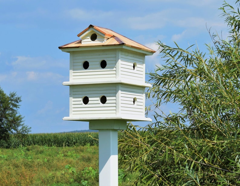 Martin birdhouse Reclaimed birdhouse Made in USA Amish handmade Copper trim 9 HOLES