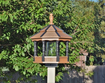 LARGE poly spindle bird feeder | 10qt or 4qt | Amish handmade | Made in USA | Black & Mahogany