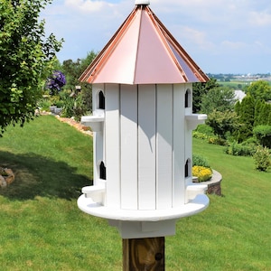 Copper roof birdhouse 6 holes Spruce wood bird house Amish handmade Made in USA image 4