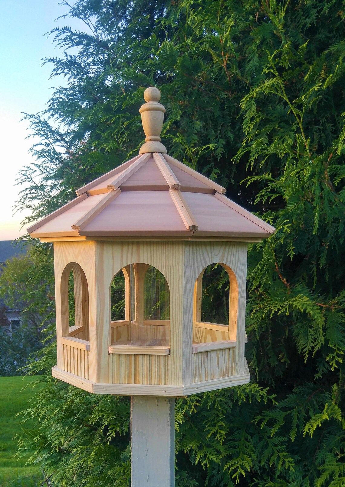Gazebo Bird Feeder Amish Handmade Wood Large Octagon Treated Etsy
