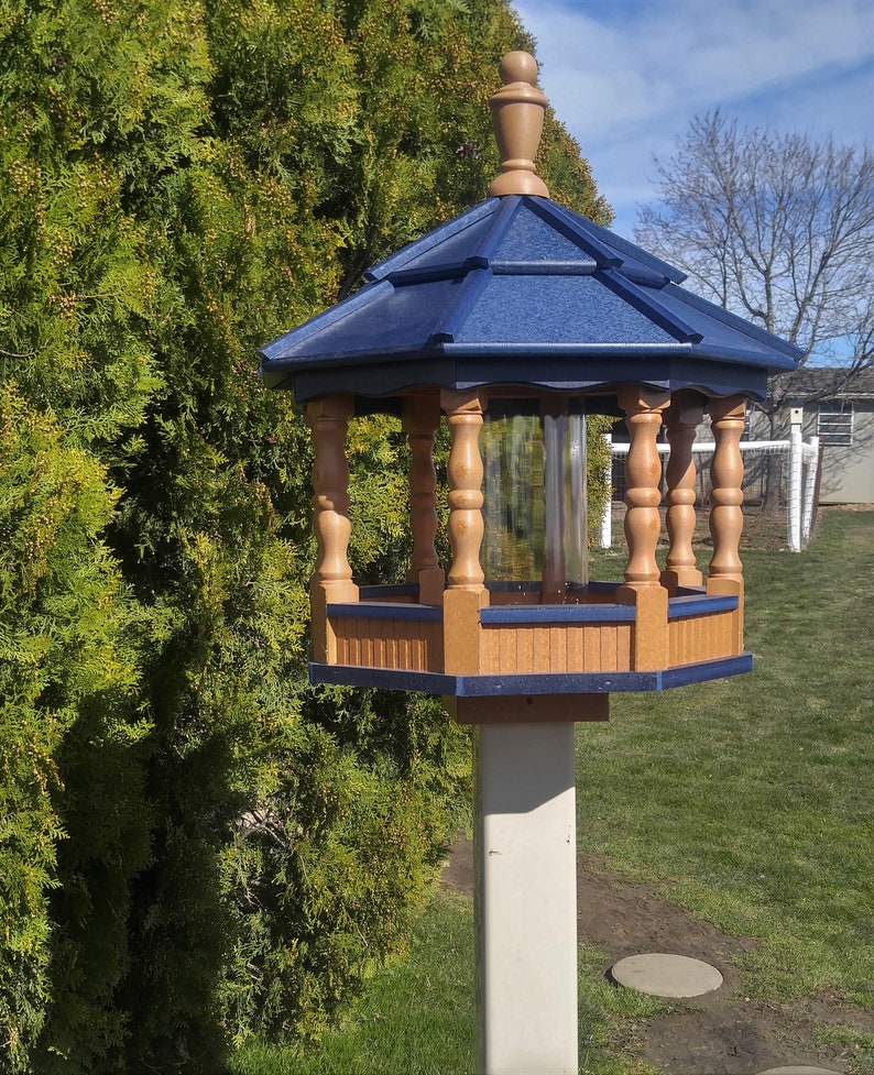 Large Poly Gazebo Bird Feeder Amish Homemade Handcrafted Cedar Etsy