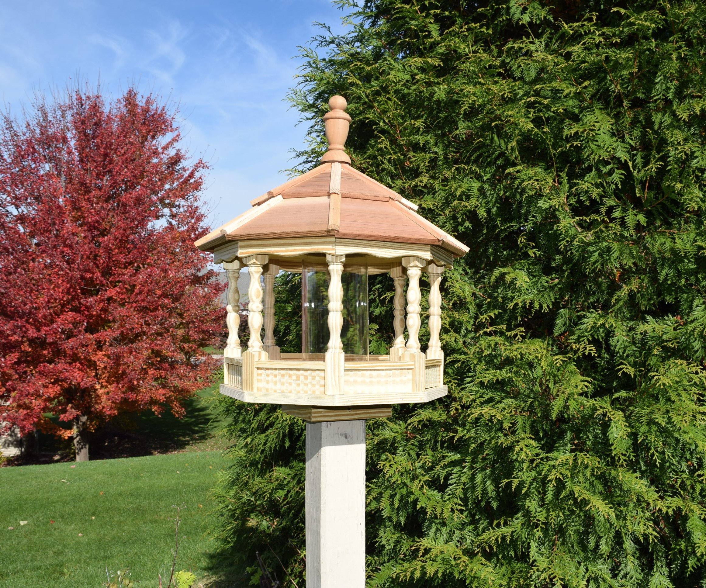Large Gazebo Bird Feeder Spindle Wood Amish Hand Made Etsy