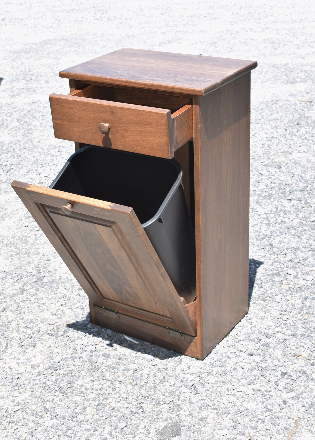 Wooden Trash Can Made in USA Amish Handmade 41 Qt Trash Bin Included