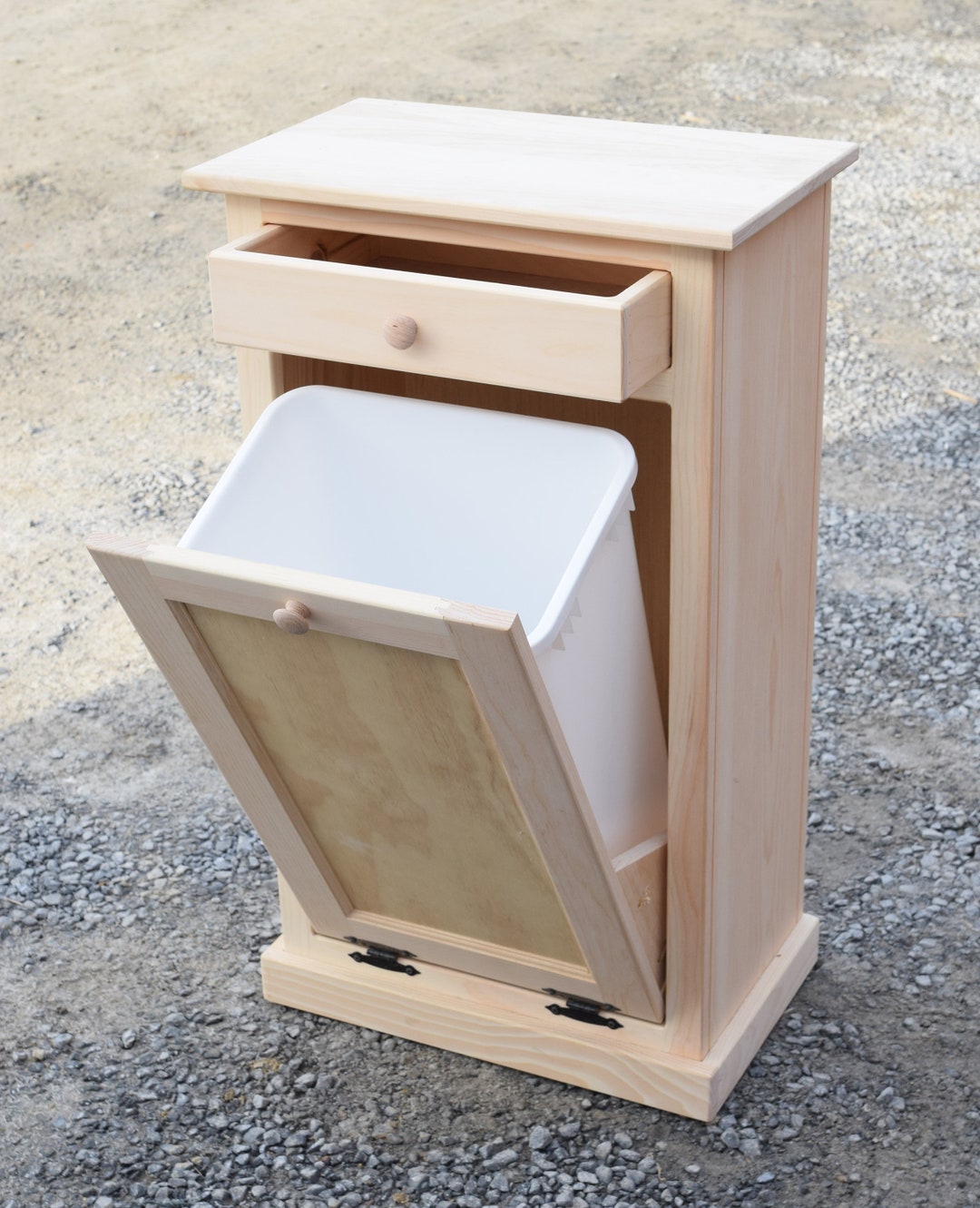 Extra Large Wood Trash Bin Unfinished Trash Can Trash Cabinet With Trim