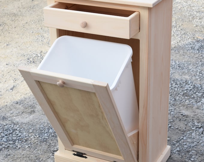 Amish Handmade Tilt-Out Wood Trash Bin | 50 Qt