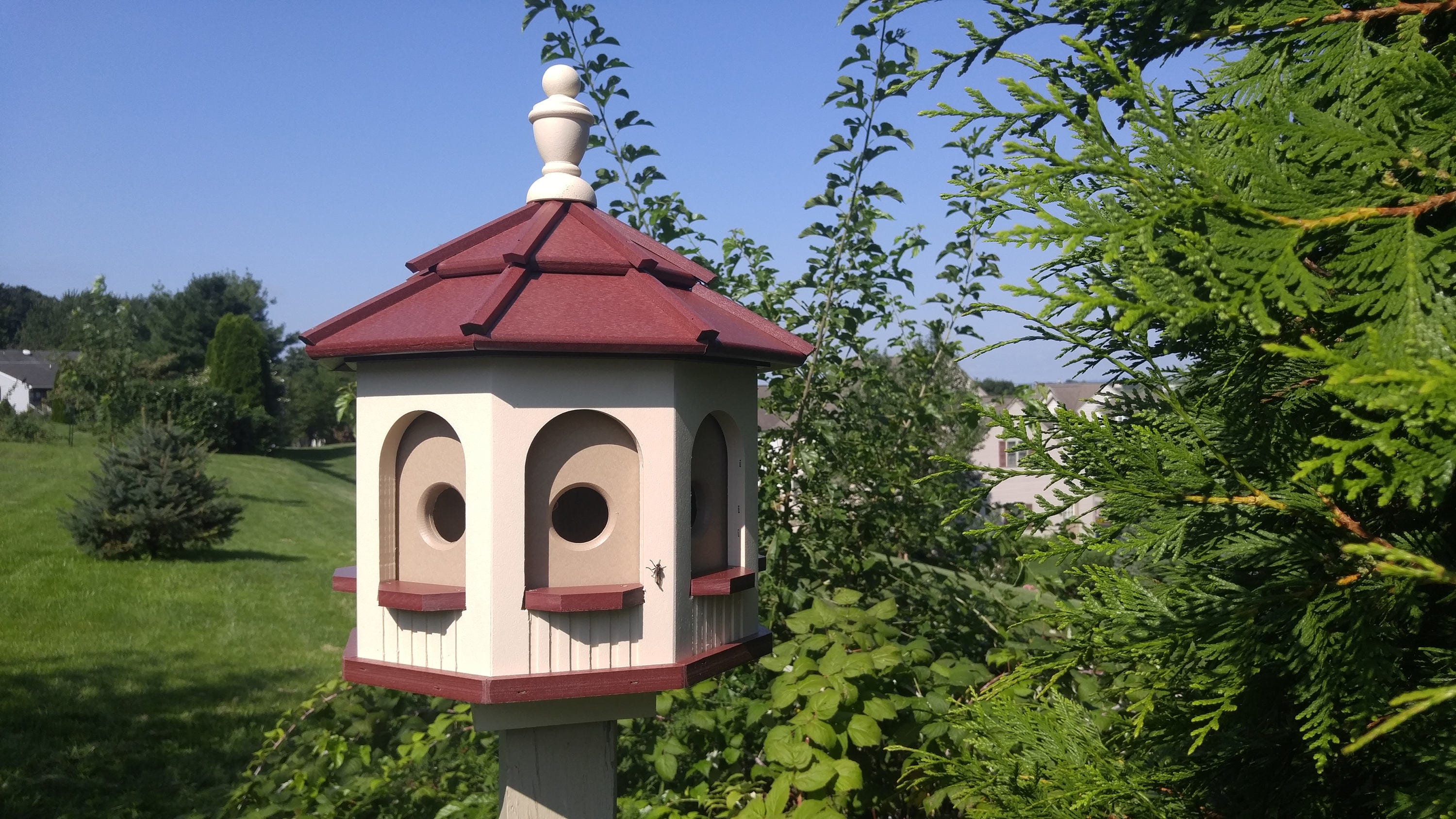 Amish Handmade Poly Lumber Gazebo Bird House | 8 Holes, 4 Rooms - Etsy