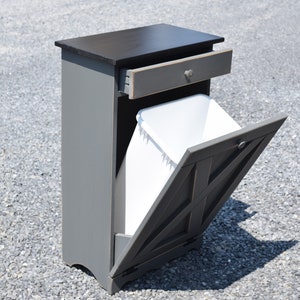 Amish Handmade Tilt-Out Trash Can Cabinet | Rustic Pine, 50 qt Liner