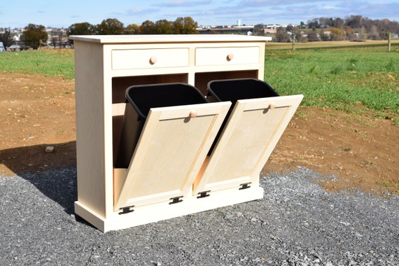 Double Trash Bin UNFINISHED Large Trash Can Double Trash Cabinet