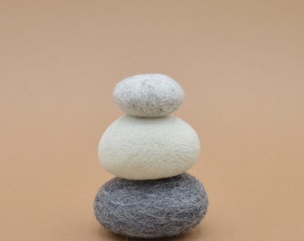 ZEN 3 felted pebbles