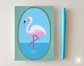 Carte postale illustration "flamant rose "