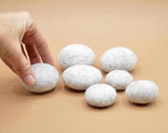 Set of 7 felted pebbles