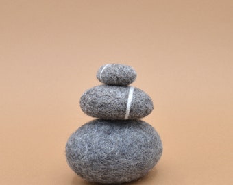 ZEN 3 felted pebbles