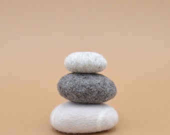 ZEN 3 felted pebbles