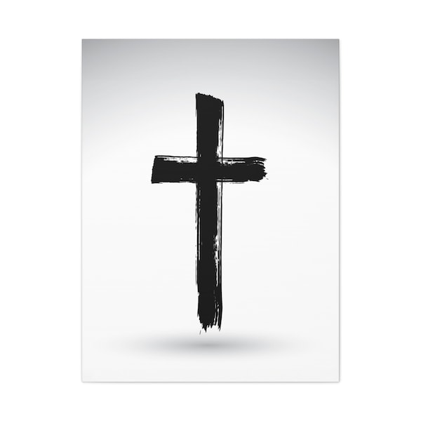 Cross Print Art, Spiritual Christian Contemporary, Living Room Decor Wall Art, Home Decor, Black Brush Cross, PRINTABLE Art