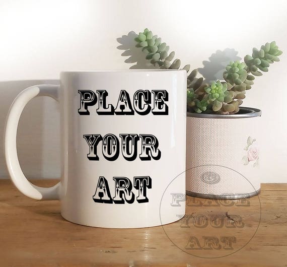 White Mug Mockup With Cactus 11oz White Mug Mock