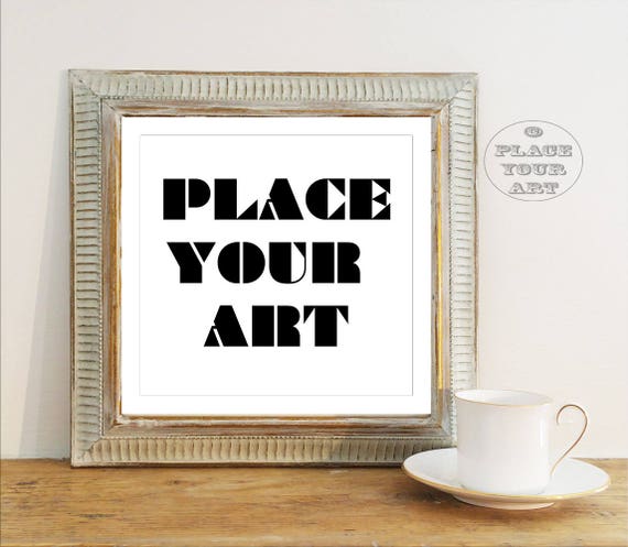 Square Mockup Frame With Border Realistic Photo With Coffee Square Mockup Frame With Border Realistic Photo With Coffee