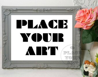 Download Mockup Grey Frame Real Photo With Vintage Vase And Figurine Photoshop Psd Smart Object And Png Files Instant Download Place Your Art Free Psd Mockups PSD Mockup Templates