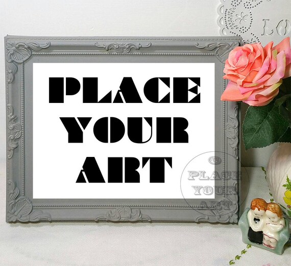 Mockup Grey Frame Real Photo With Vintage Vase And Mockup Grey Frame Real Photo With Vintage Vase And