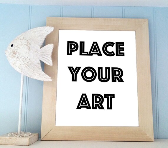 Mockup Frame With Fish Decoration Wooden Mock Up Frame Mockup Frame With Fish Decoration Wooden Mock Up Frame