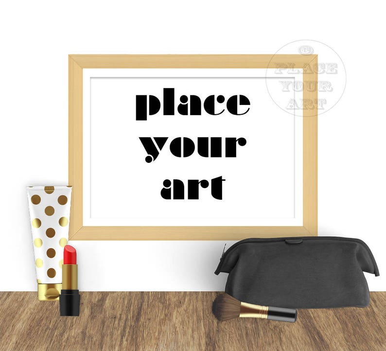 artist mockup frame photoshop smart object Bedroom art frame. Landscape mockup frame with make up fashion frame mock up