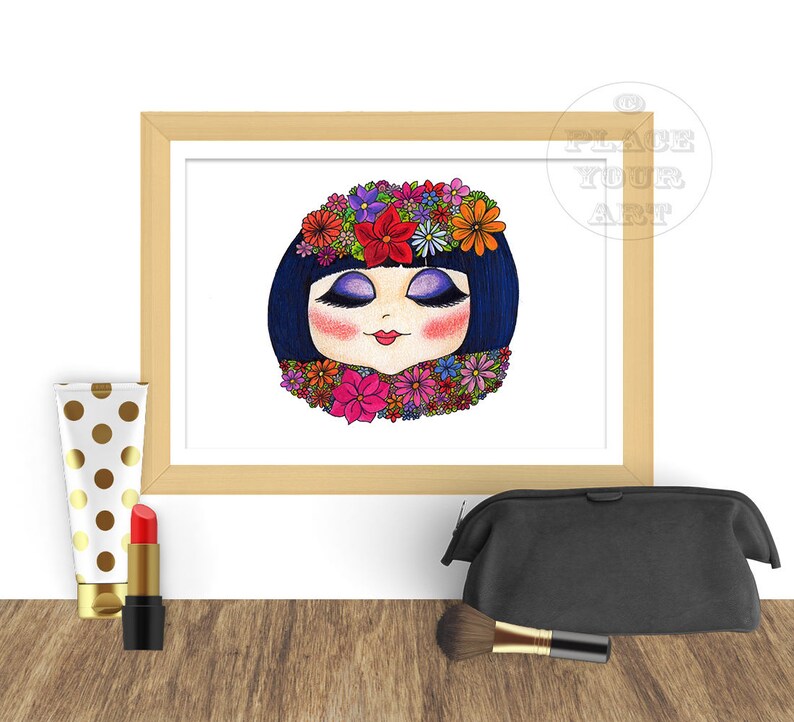 artist mockup frame photoshop smart object Bedroom art frame. Landscape mockup frame with make up fashion frame mock up