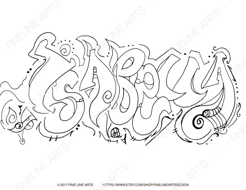 Isabella Coloring Book Pages Girls Baby Womens Names Etsy