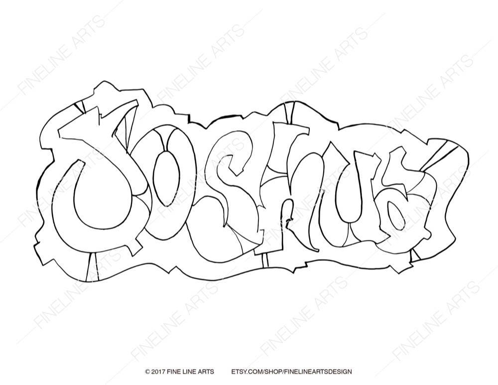 Joshua Coloring Book Pages Boys Mens Baby Names Personalized | Etsy