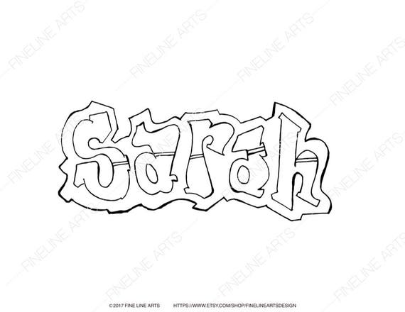Sarah Coloring Book Pages Girls Baby Womens Names Personalized Nursery Room Wall Artwork Prints Gifts Hand Drawn Children Kids Adults
