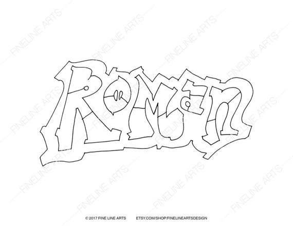 Roman Coloring Book Pages Boys Mens Baby Names Personalized Nursery Room Fun Wall Artwork Prints Gifts Hand Drawn Children Kids Adults