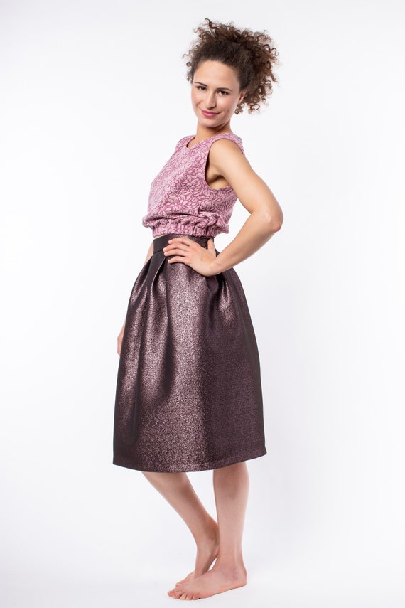 pleated skirt rose gold