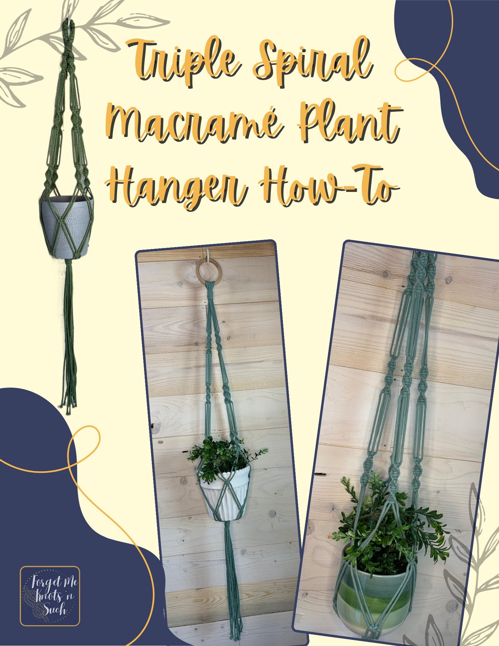 Triple Spiral Knot Macramé Plant Hanger Pattern: Beginner DIY (PDF ...
