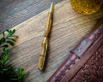 Zebrawood Hand-Turned Slimline Pen | High Quality Premium Wood | Home Office Gift