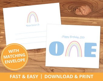 One Year Old Boy Bday Card Download - Etsy