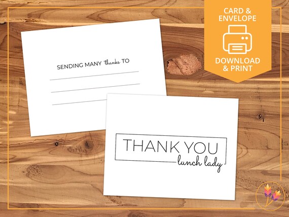 Thank You Lunch Lady Thank You Envelopes Printable | Etsy