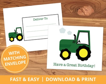 Birthday Card Printable Tractor - Etsy