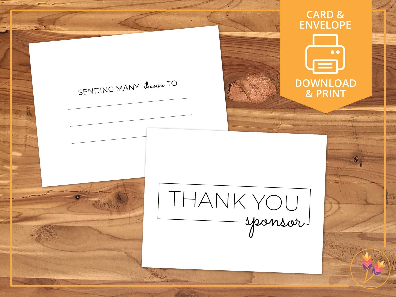 Thank You Sponsor Cards Printable Sponsor Thank You Card Etsy