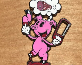 1930er Cartoon Schwein Kannibale Emaille Pin