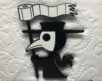 Spooky Cute Pest Doctor Hard Emaille Pin - Toilet Paper Edition