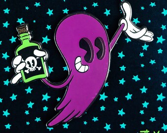 1930er Jahre Gruselig Niedliche Cartoon Poison Ghost Pin